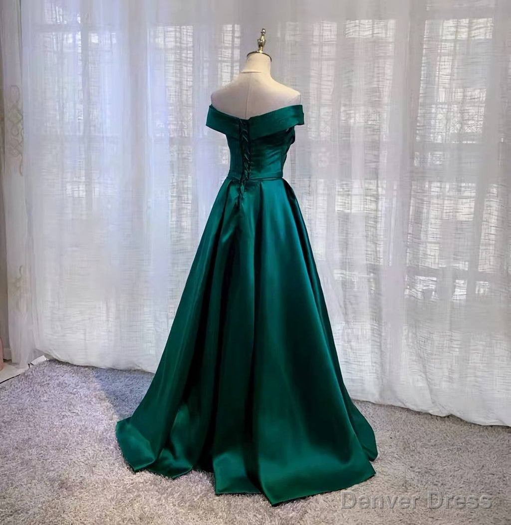 Prom Dress, Off Shoulder Satin Prom Dress