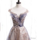 Cute Tulle Sequins Long Prom Dress, Evening Dress