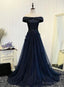 Off Shoulder Prom Dresses Black Gowns With Floral Details