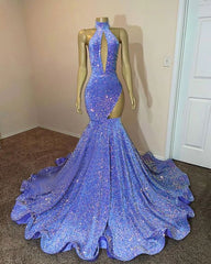 Blue Prom Dresses, Custom Make Prom Dresses, Sequins Prom Dresses, Sequins Evening Dresses