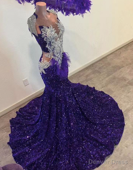 Purple Glitter Sparkly Prom Dresses Formal Occasion Dresses Main image