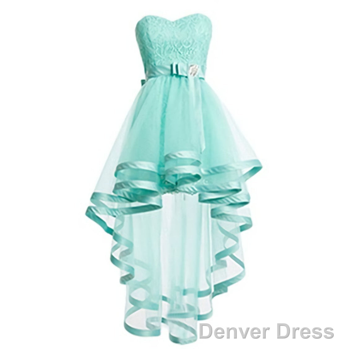 Mint Tulle Homeocming For Teens Simple Short Lace Prom Dresses Main image