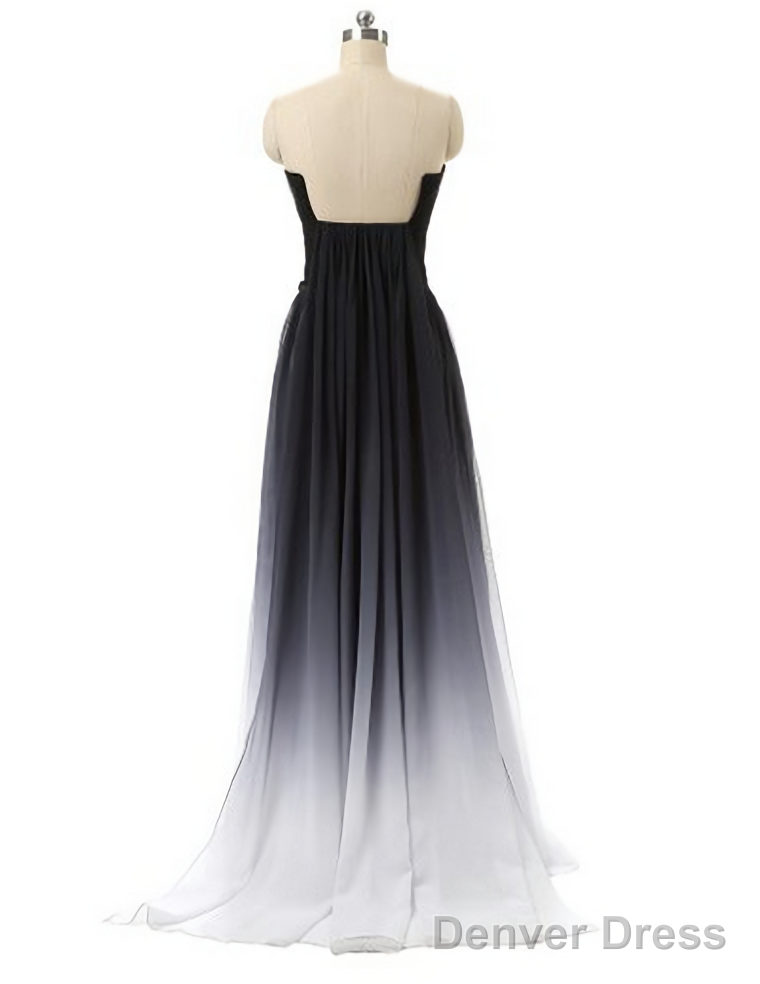 Navy Blue Ombre Gradient Chiffon Long Black Belt Ombre Black Gradient Custom Made Women Prom Dresses Secondary image