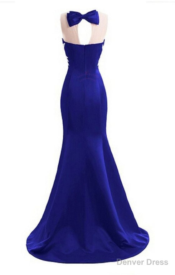 sparkly crystal prom Dress mermaid backless sleeveless long royal blue prom Dresses Main image