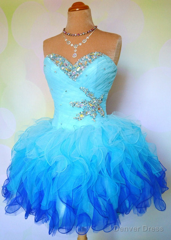 Blue Homecoming Dress, Lace Homecoming Gown Tulle Homecoming Gowns Ball Gown Party Dress, Short Prom Dresses, Lace Formal Dress, For Teens Main image