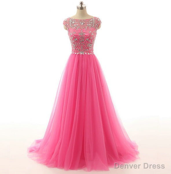 Pink Prom Dresses, Pink Evening Gowns Simple Formal Dresses, Prom Dresses, Teens Fashion Evening Gown Beadings Evening Dress, Pink Party Dress, Prom Gowns