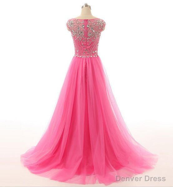 Pink Prom Dresses, Pink Evening Gowns Simple Formal Dresses, Prom Dresses, Teens Fashion Evening Gown Beadings Evening Dress, Pink Party Dress, Prom Gowns
