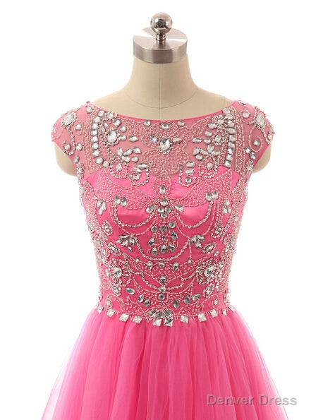 Pink Prom Dresses, Pink Evening Gowns Simple Formal Dresses, Prom Dresses, Teens Fashion Evening Gown Beadings Evening Dress, Pink Party Dress, Prom Gowns