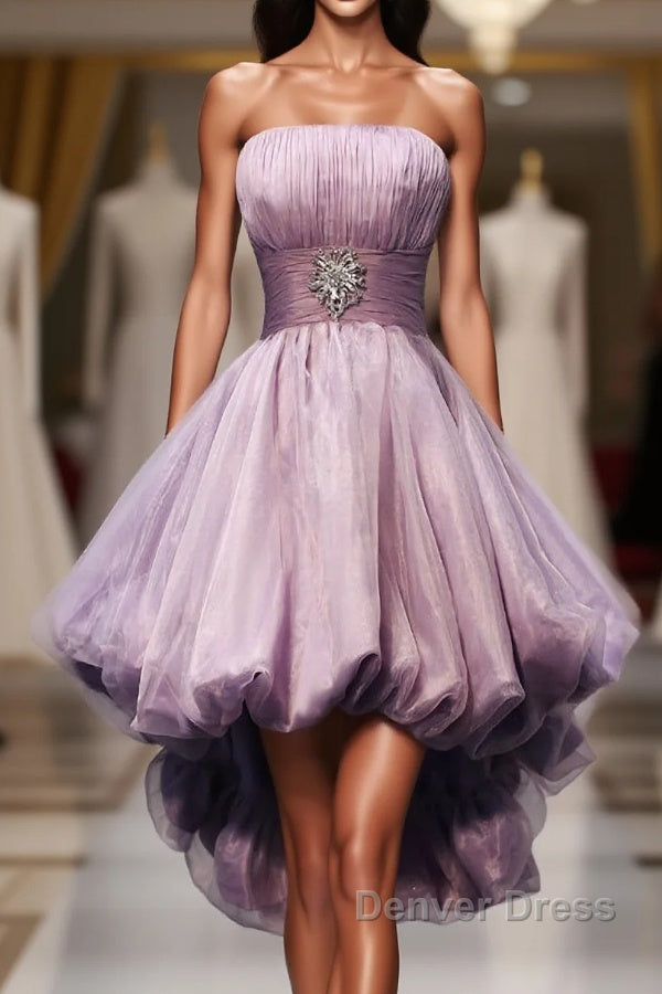 Gorgeous Strapless High Low Beaded Pretty Handmade For Teens Homecoming Dresses Main image