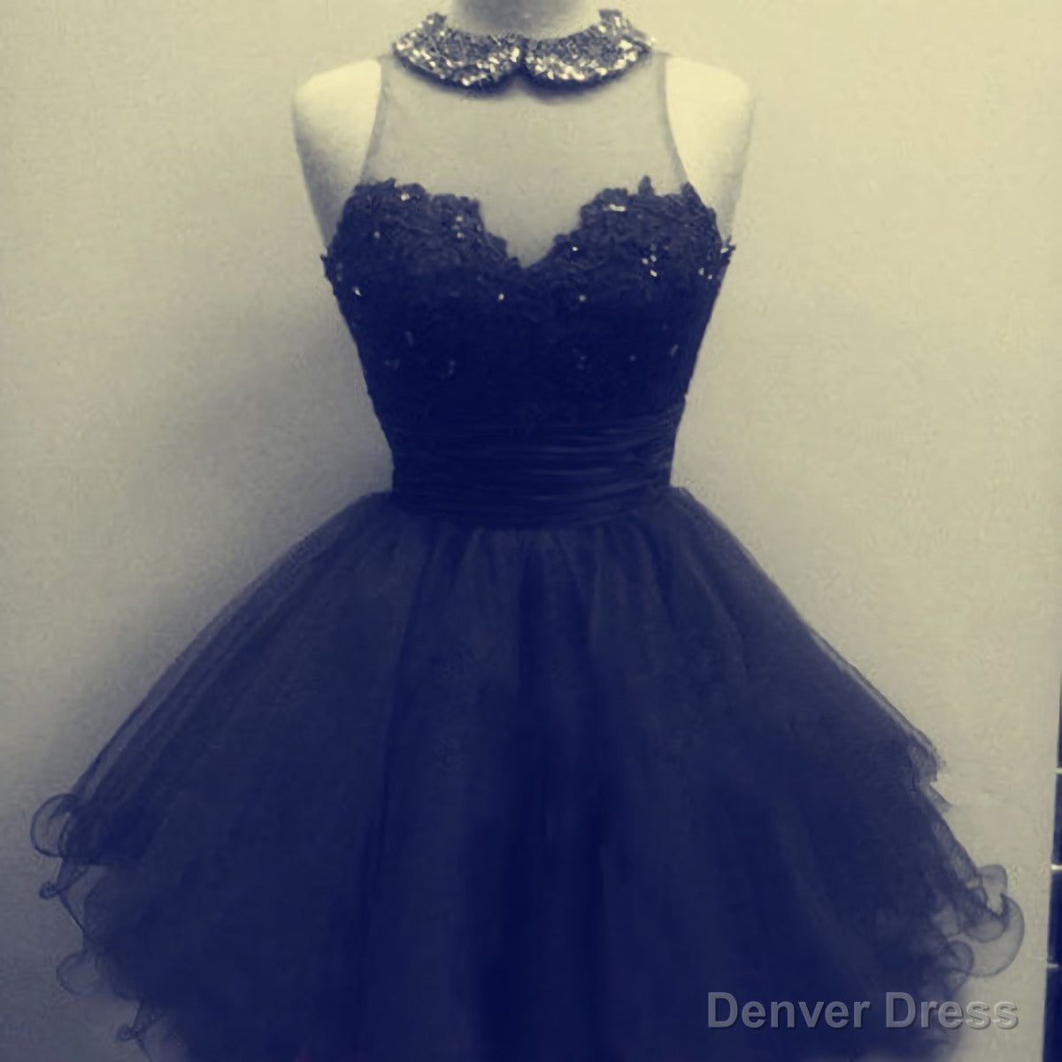 High-Neck Tulle Black junior custom cute lovely popular 2025 Homecoming Dresses Secondary image