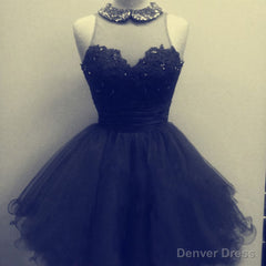 High-Neck Tulle Black junior custom cute lovely popular 2025 Homecoming Dresses