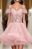 Cute Off Shoulder Pink Elegant 2026 Homecoming Dresses