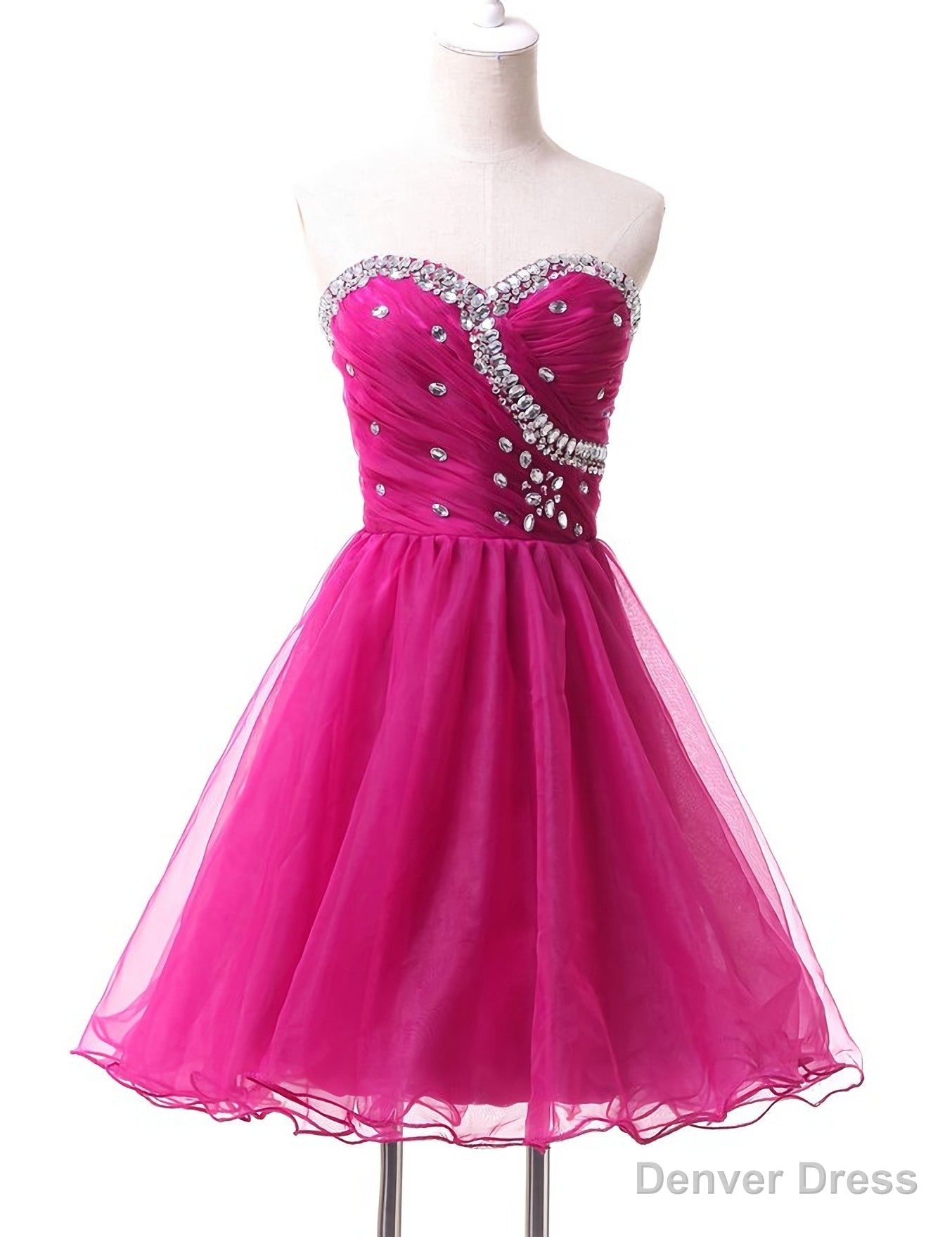 Hot Pink Cute Tulle Short Homecoming Dresses Secondary image