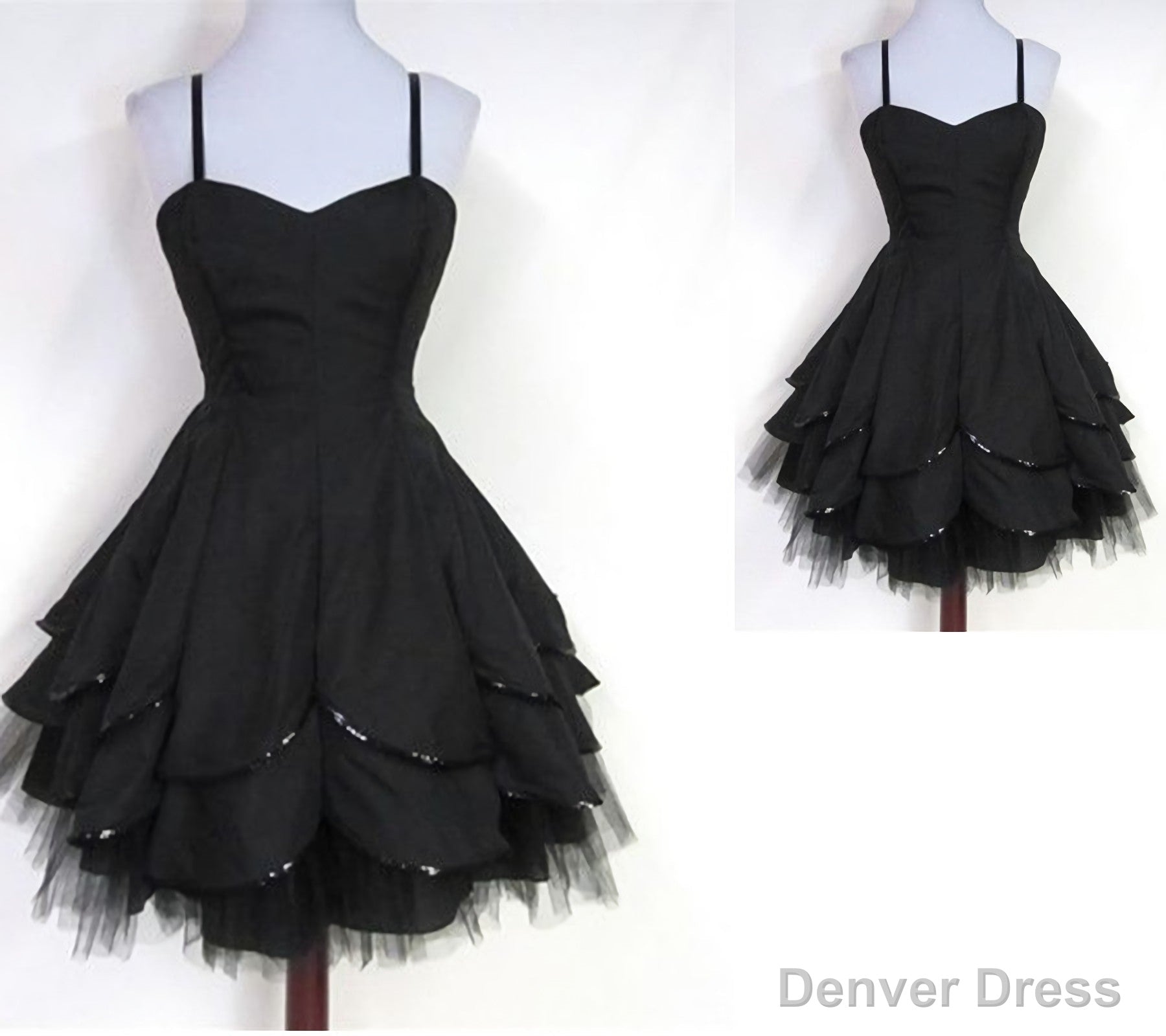 Black Tulle Spaghetti Straps Short Sweet 16 Modest For Teens Homecoming Dresses Main image