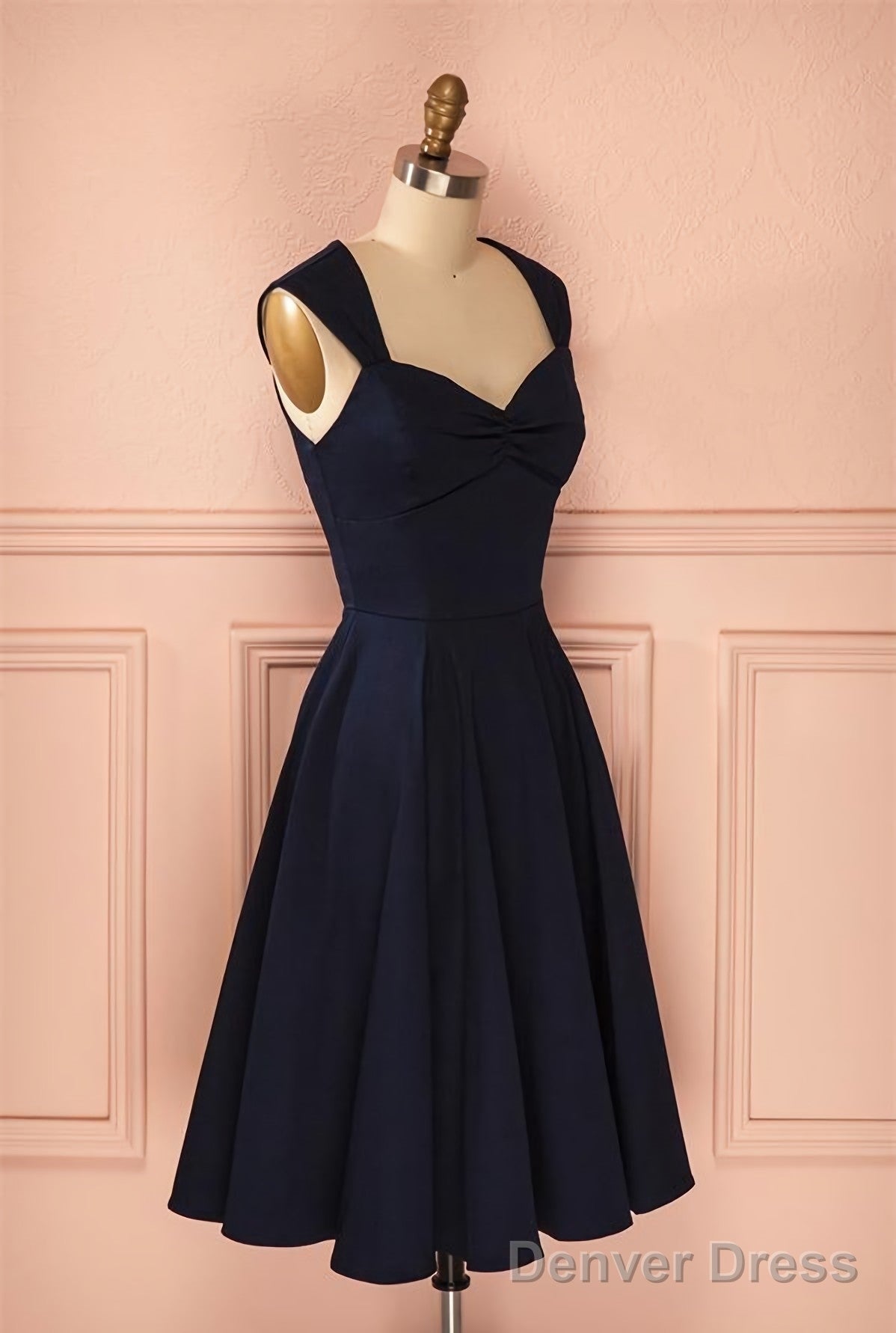 Vintage Simple Short Navy Blue Elegant Handmade Homecoing Homecoming Dresses Secondary image