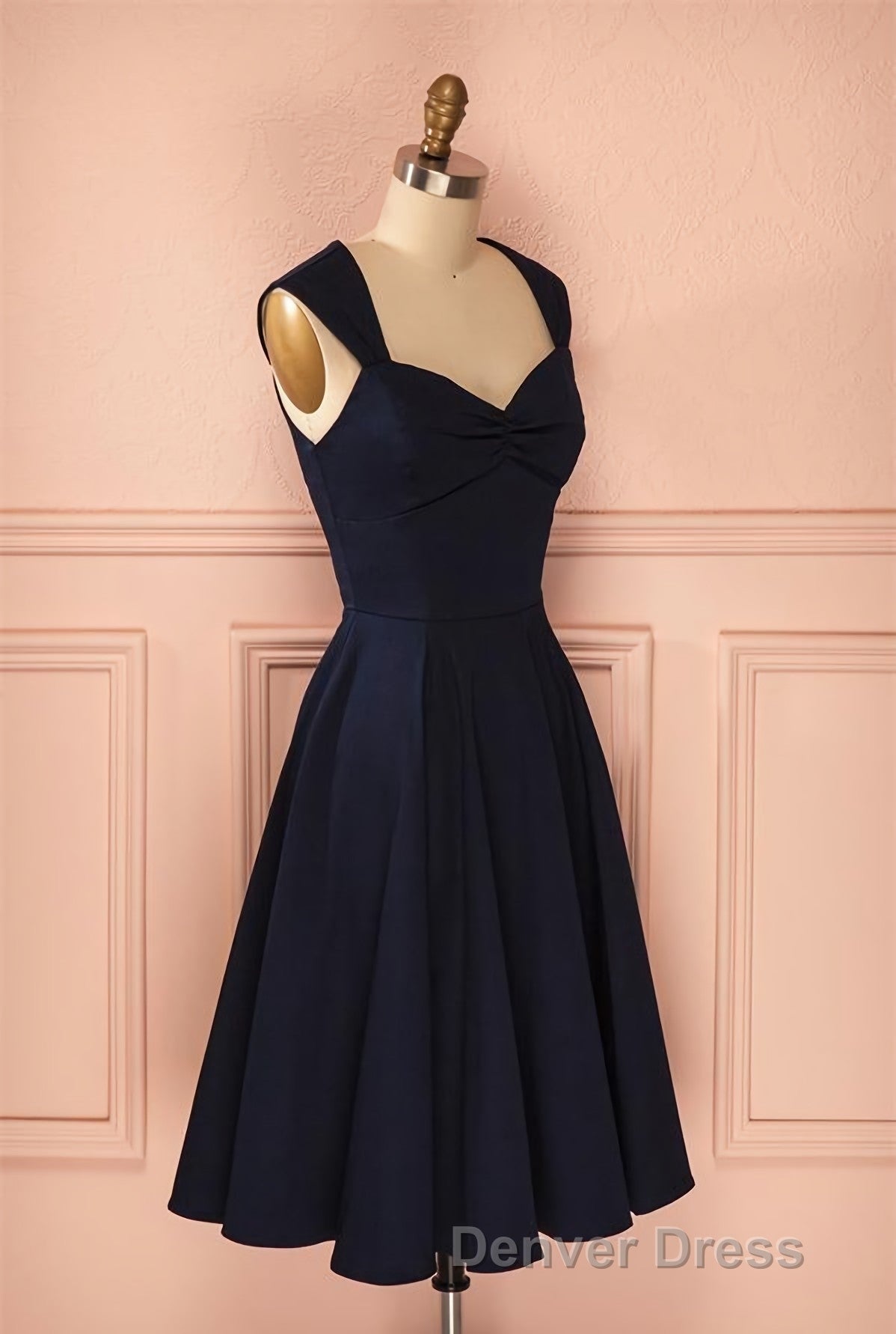 Vintage Simple Short Navy Blue Elegant Handmade Homecoing Homecoming Dresses Secondary image