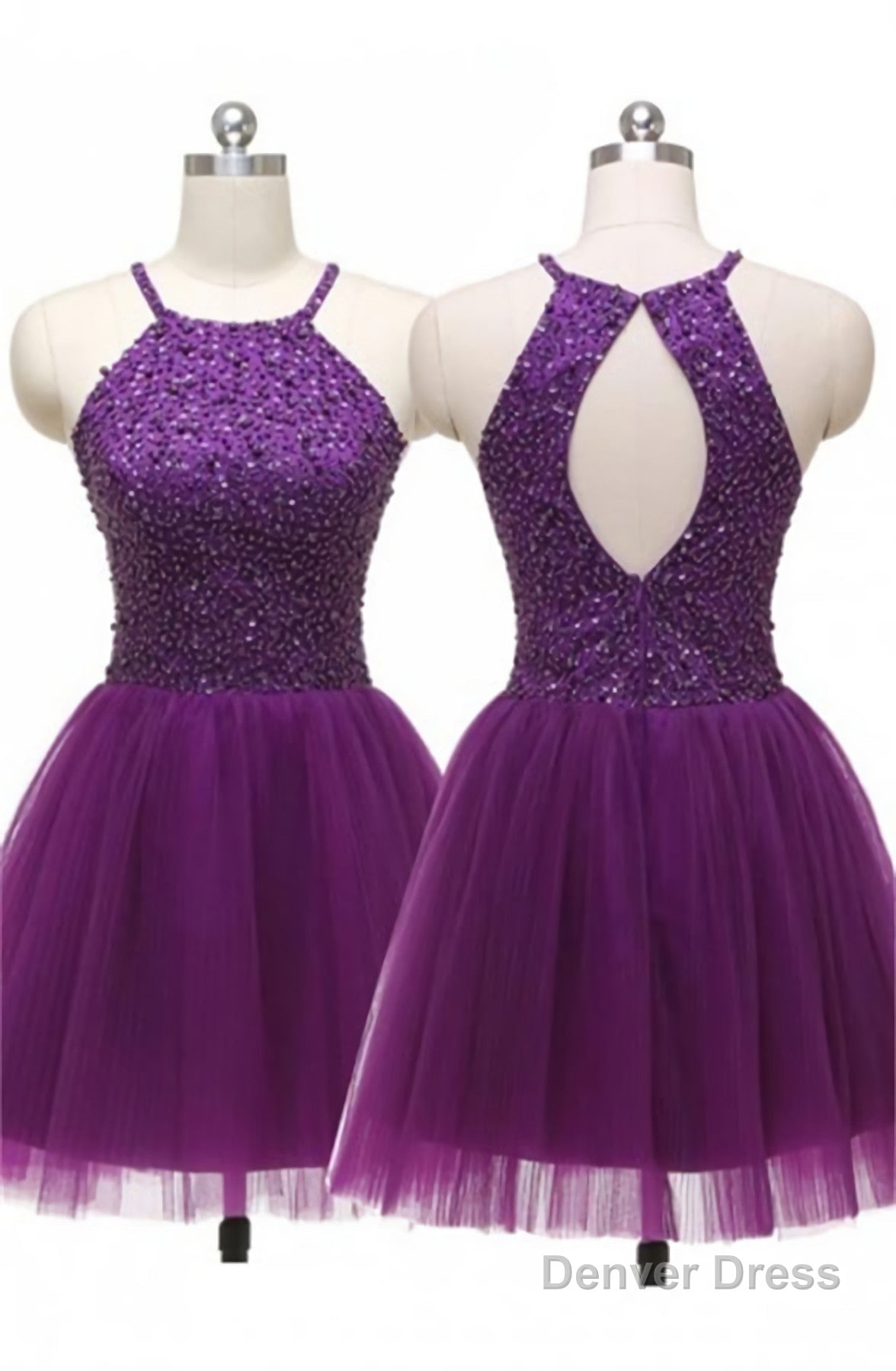 Dark Plum Short Tulle Sleeveless Cute For Teens Homecoming Dresses Main image