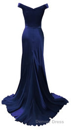 red mermaid off shoulder navy blue prom Dress mermaid satin backless charming Prom Gown 2026 Prom Dresses