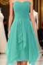 Mint A Line Sweetheart Ruffles Short Front High Low Cheap Short Prom Dresses