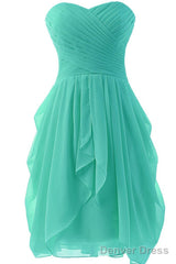 Mint A Line Sweetheart Ruffles Short Front High Low Short Prom Dresses