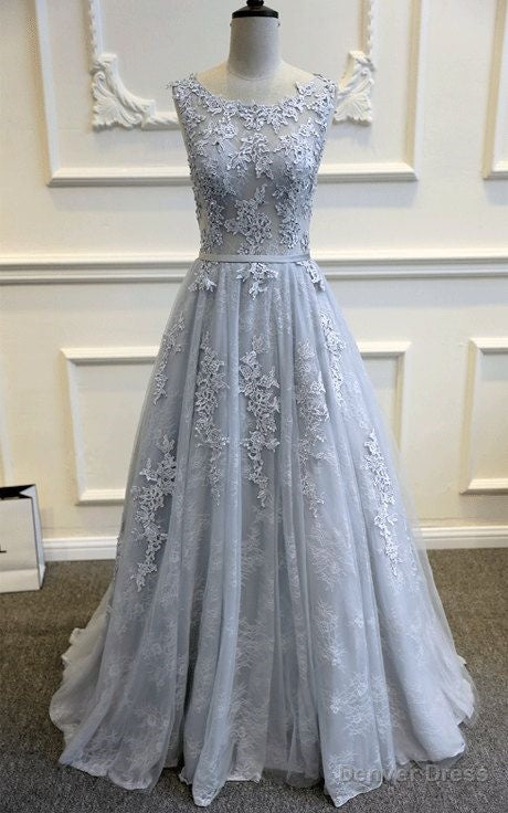 gray blue lace wedding Dress elegant blue Gowns A Line lace tulle custom made wedding Dresses Secondary image