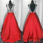 New Arrival Prom Dress, Modest Prom Dress, Long Satin V Neck Royal Blue Prom Dresses, Ball Gowns 2025