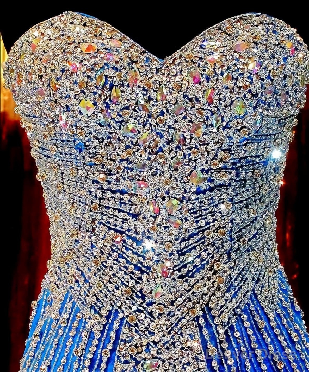 Royal Blue Prom Dress, Royal Blue Prom Dress, Silver Beaded Prom Gowns Mermaid Beadings Prom Dresses, Prom Gown Tulle Prom Gowns For Senior Teens