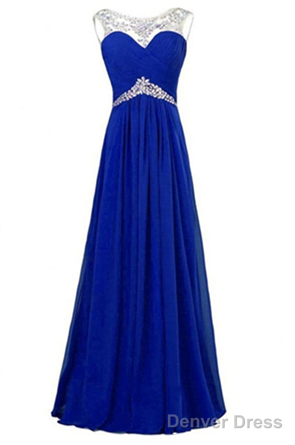 Chiffon Roayl Blue Beading High Low Handmade Simple For Teens Prom Dresses Main image