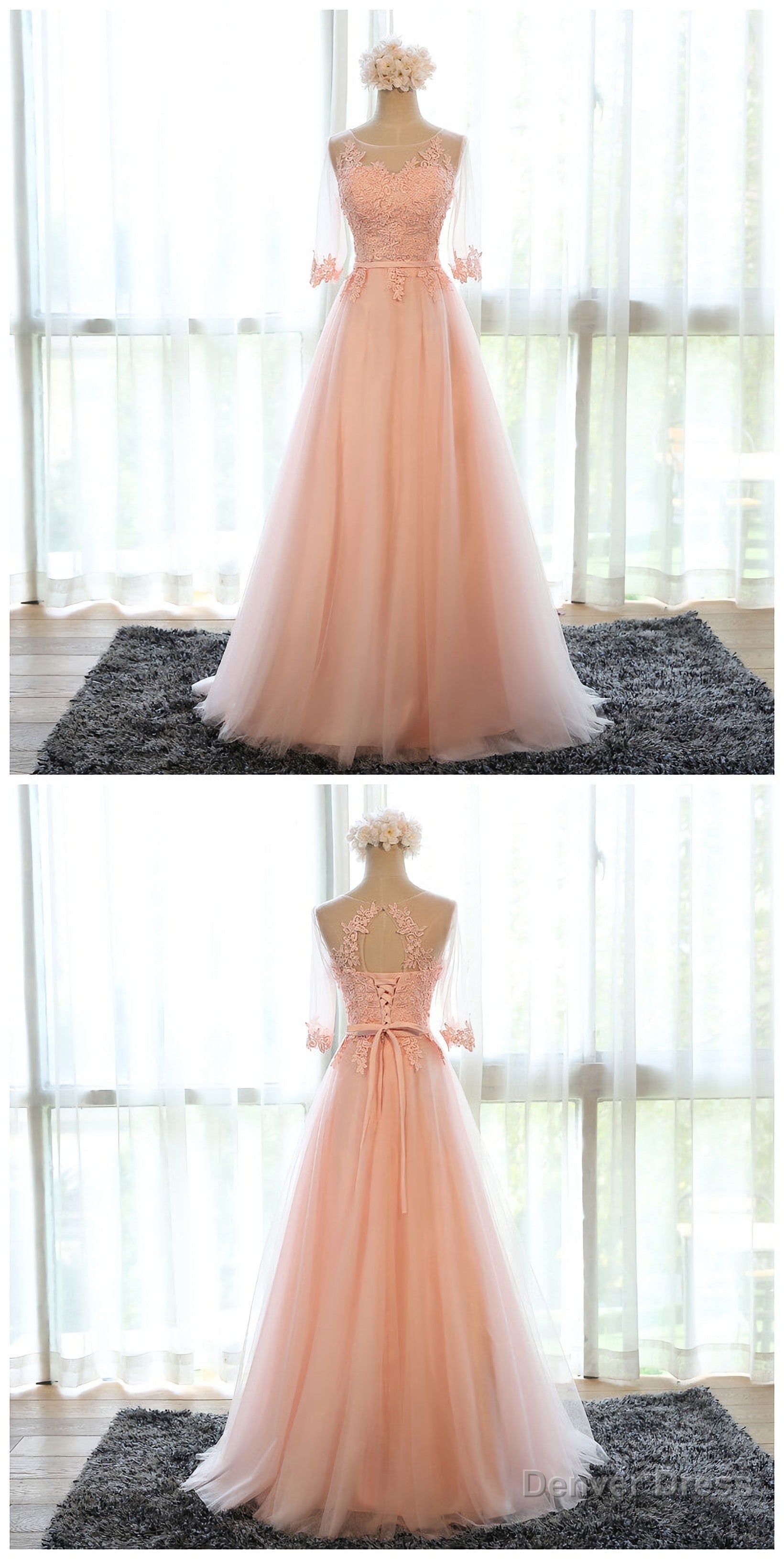 pink chiffon long womens long Prom Dresses