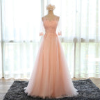 pink chiffon long womens long Prom Dresses