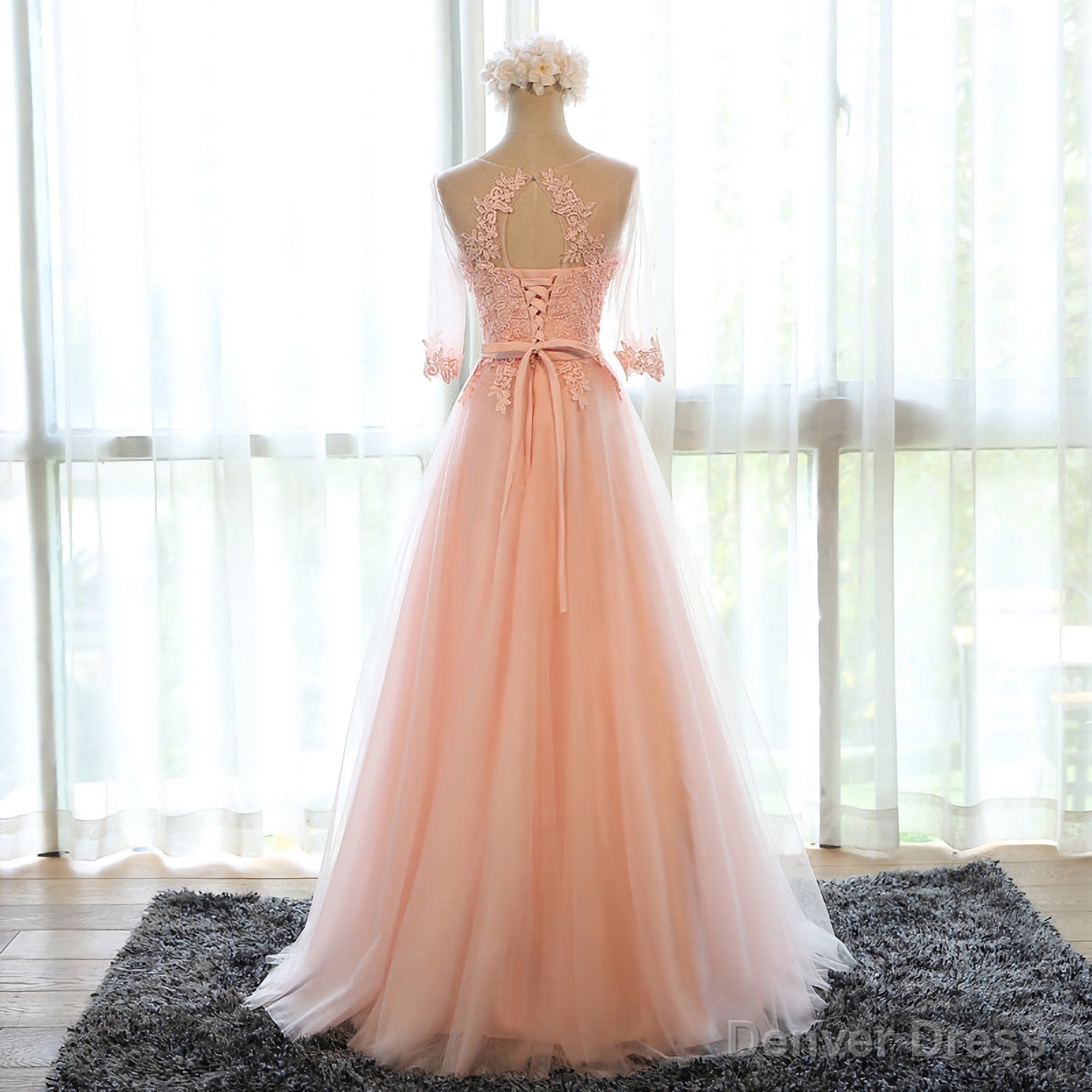 pink chiffon long womens long Prom Dresses Main image