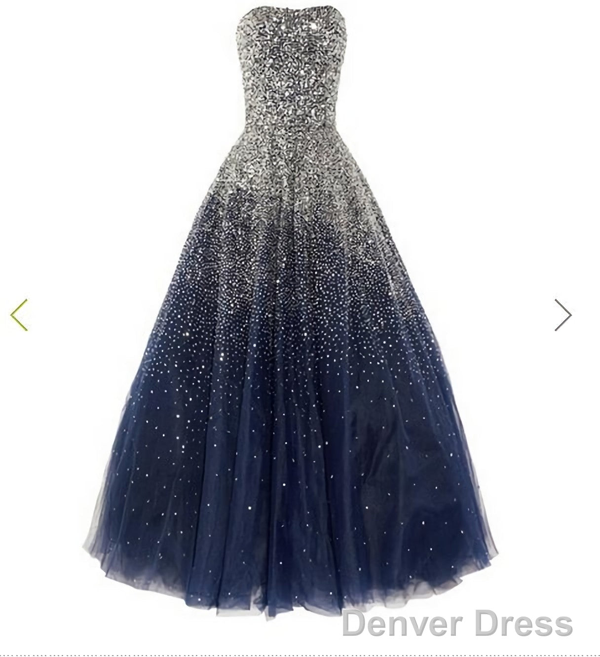A Line Navy Blue Beading Tulle Prom Dresses Secondary image