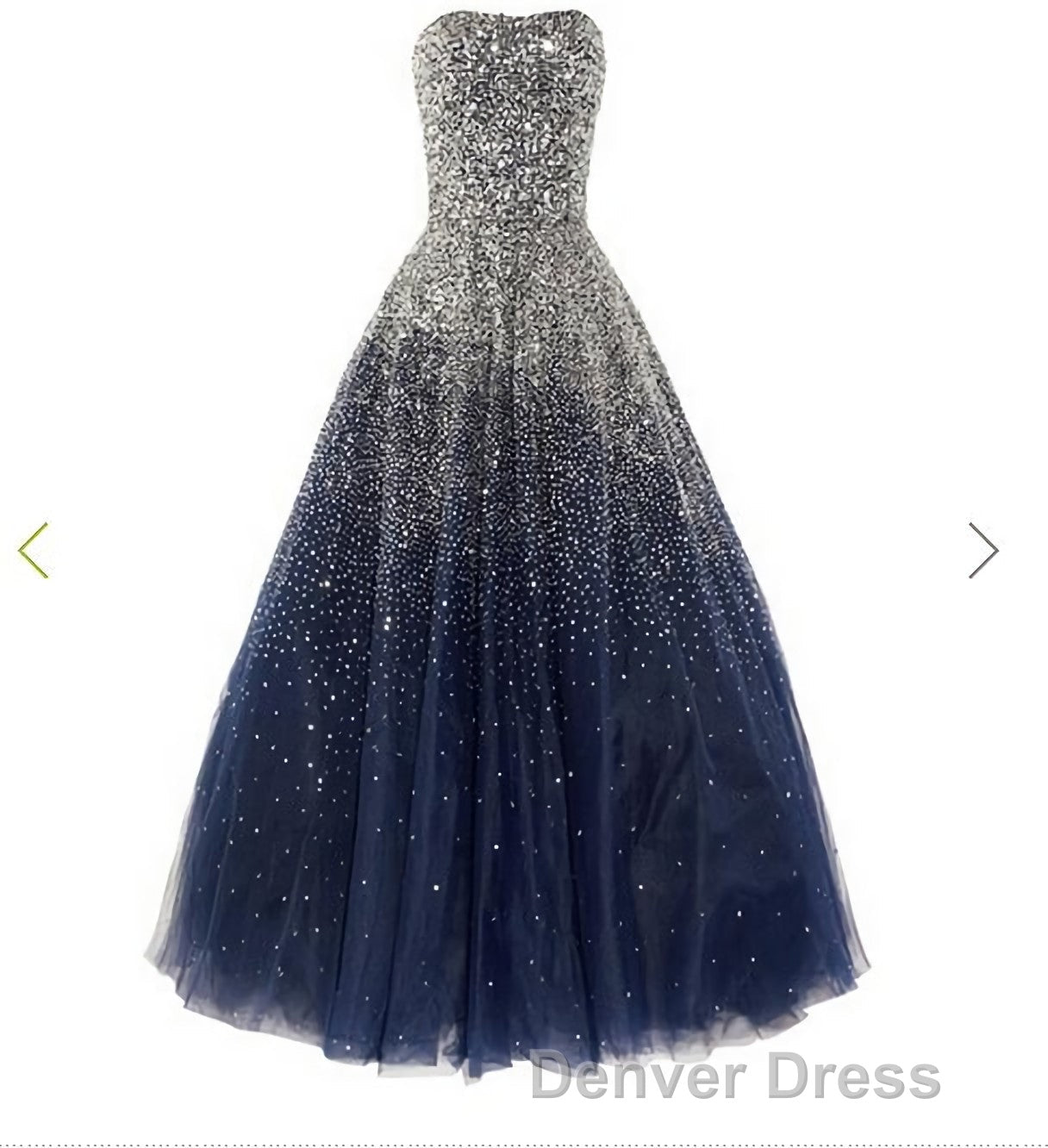 A Line Navy Blue Beading Tulle Prom Dresses Secondary image