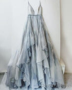 Spaghetti Straps V Neck Long Senior Women Prom Dresses