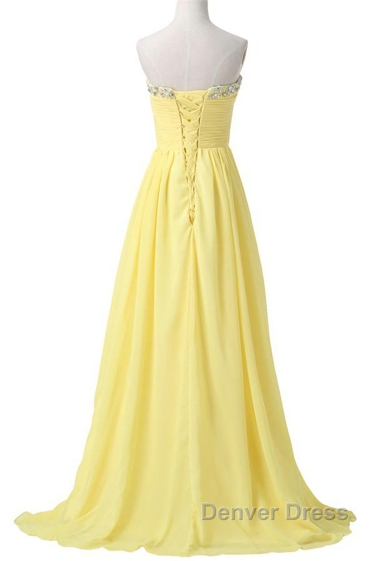 Sweetheart Long Yellow Chiffon Beaded Pregnant High Low For Teens Simple Cheap Bridesmaid Dresses Secondary image