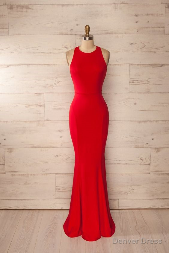 red fitted halter maxi dress red prom dress backless formal evening dress for woman Main image