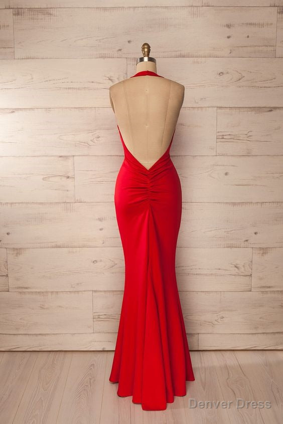 red fitted halter maxi Dress red prom Dress backless Prom Dresses for woman Secondary image