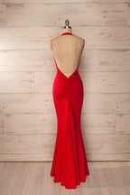 red fitted halter maxi Dress red prom Dress backless Prom Dresses for woman