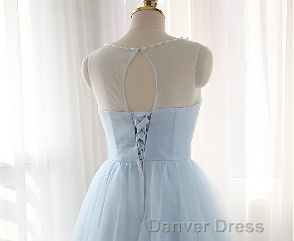 Tulle Short Charming Short Light Blue Cute Prom Dresses