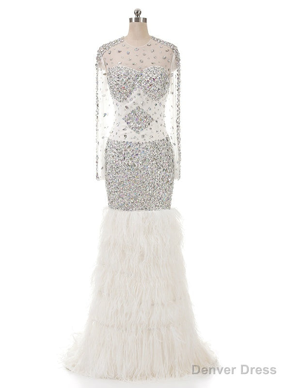 Prom dresses beading sequin fishtail long sleeve evening dress Main image