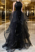 Prom Dresses Sparkle & Shine Dresses Wedding Party Sleeveless Sequined with Crystals Sequin Ruffles