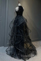 Prom Dresses Sparkle & Shine Dresses Wedding Partysleeveless Halter Wednesday Addams Family Sequined With Crystals Sequin Ruffles