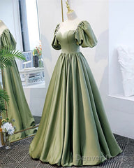 Puffy Sleeves Satin Bridesmaid Dresses Long