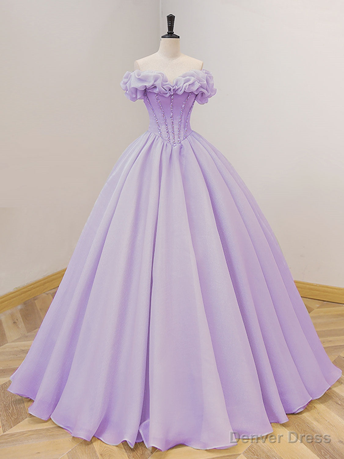 Purple A Line Off Shoulder Long Prom Dress, Purple Sweet 16 Dresses