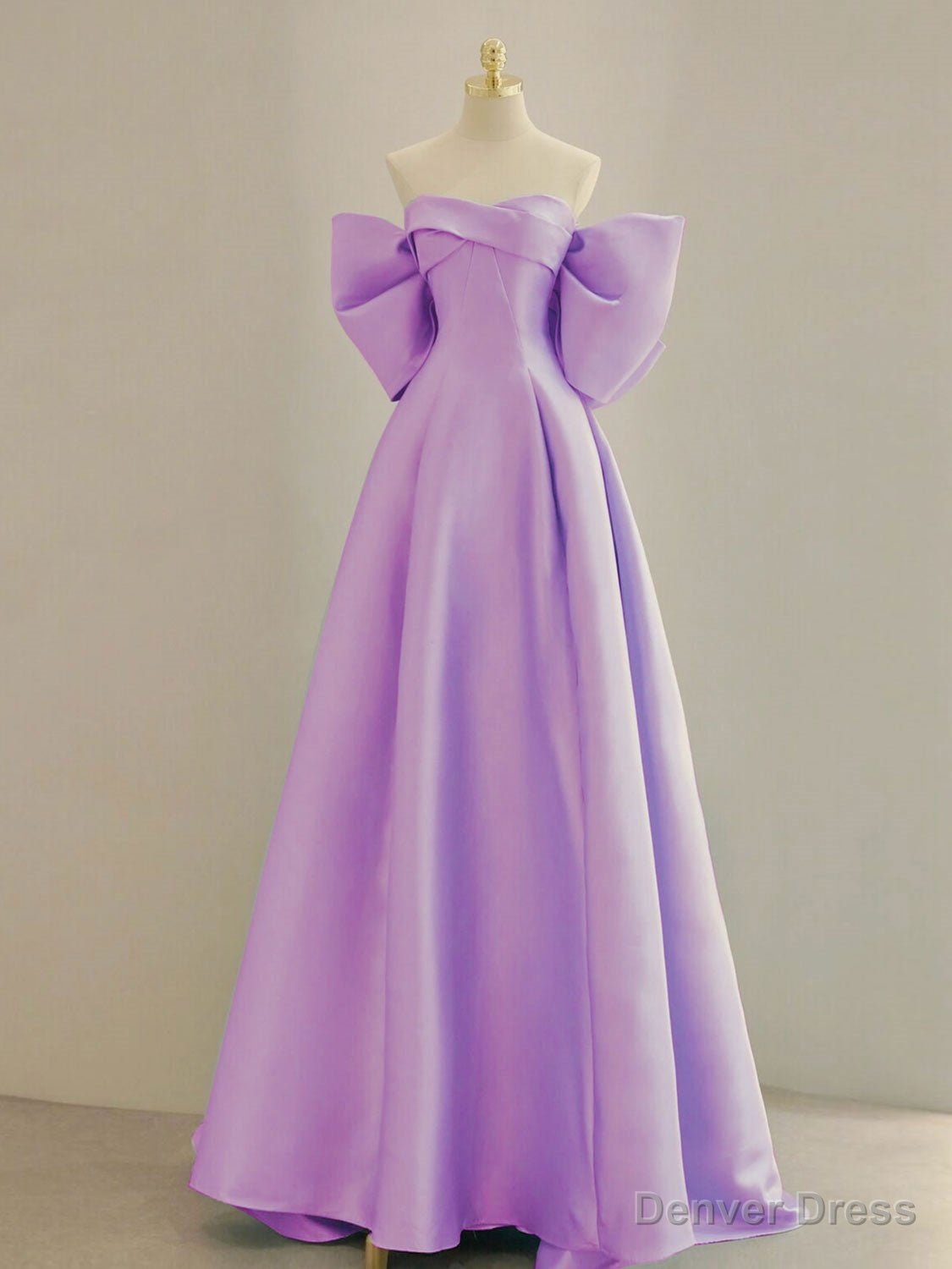 Purple A Line Satin Long Prom Dress, Purple Satin Prom Dresses