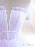 Purple A Line Tulle Long Prom Dress, Purple Prom Graduation Dresses