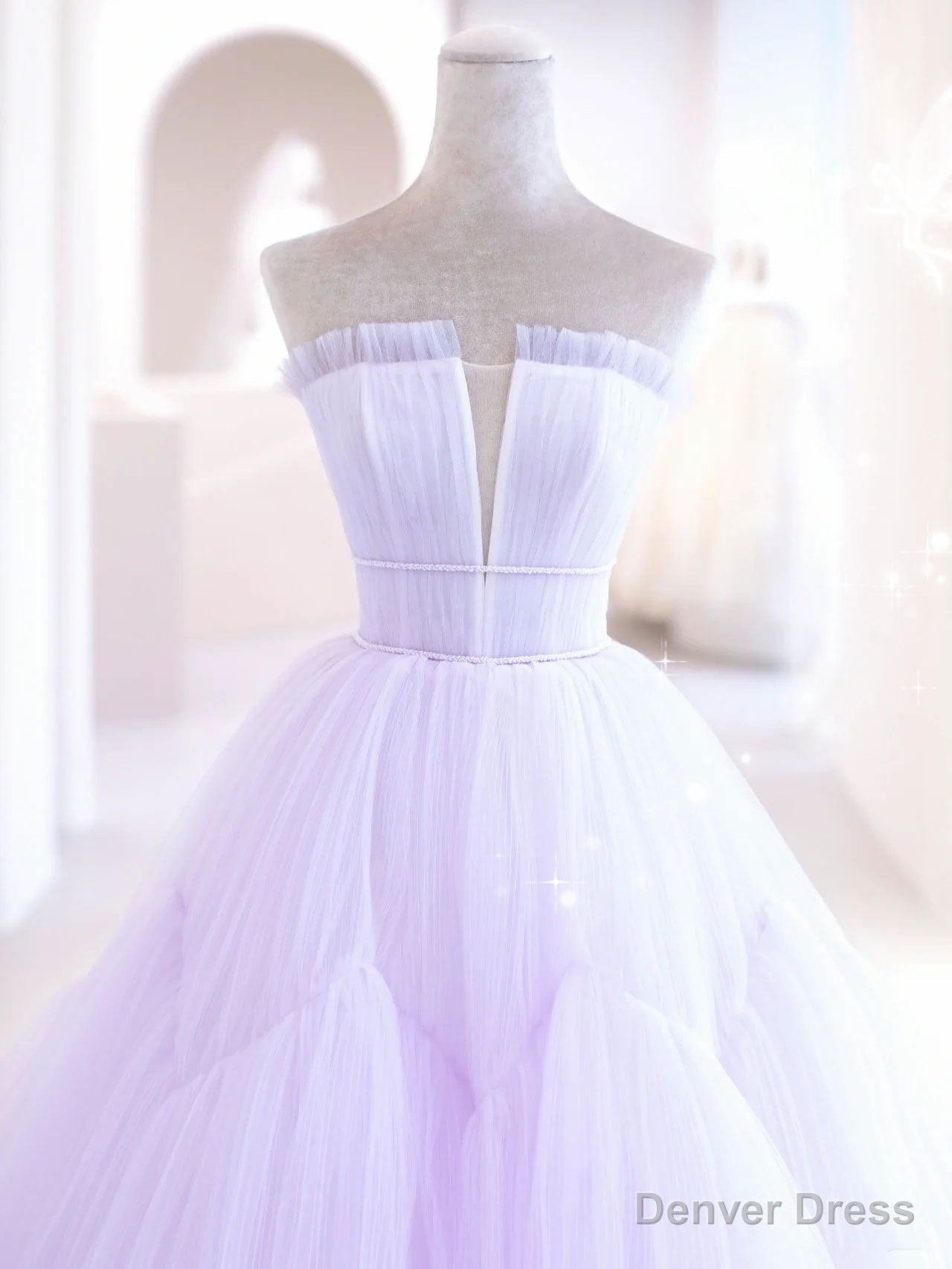Purple A Line Tulle Long Prom Dress, Purple Prom Graduation Dresses