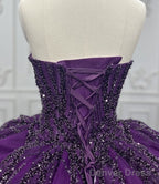 Purple Ball Gown Quince Dresses Tulle Sweetheart Sequin Wedding Dresses For Women