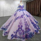 Purple Beaded Sweetheart Evening Party Dress Sequined Ball Gown