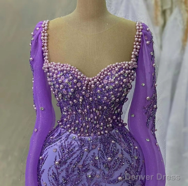Purple evening dresses for women glittering ball gowns Secondary image